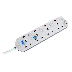 چند راهی برق UK دایو مدل DE294 DAIYO DE294 - 4 WAY ELEGANT SOCKET STRIP WITH SURGE PROTECTOR 3M