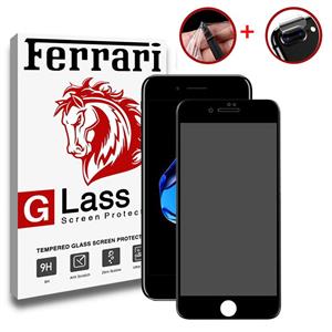 محافظ صفحه نمایش گوشی حریم شخصی شیشه ای حرارت دیده و نانو و محافظ لنز شیشه دوربین Ferrari مدل Full Privacy مناسب برای اپل iPhone 7 Plus / iPhone 8 Plus Full Cover and Full Adhesive 3D Privacy and Clear Crystal and camera protector Ferrari Temperd glass Apple iPhone 7Plus / iPhone 8Plus