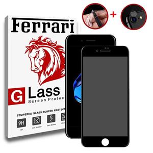 محافظ صفحه نمایش گوشی حریم شخصی شیشه ای حرارت دیده و نانو و محافظ لنز شیشه دوربین Ferrari مدل Full Privacy مناسب برای اپل iPhone 6 / iPhone 6s Full Cover and Full Adhesive 3D Privacy and Clear Crystal and camera protector Ferrari Temperd glass Apple iPhone6 / iPhone6s