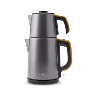 چاي ساز اتوماتیک برقی 1650 وات 0.9 + 1.8 لیتر طوسی رترو آنتراسیت کاراجا 153.03.06.4850