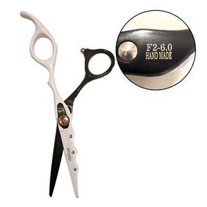 قیچی کات حرفه ای مدل f2-6.0 سفید مشکی سوراخ دار جگوار