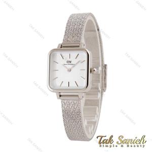 ساعت DW زنانه مربعی بند حصیری سیلور صفحه سفید DW-4807-L