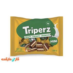 ویفر روکش کاکائویی با کرم شیری و تکه فندق تریپرز (Tripers) 220 گرم