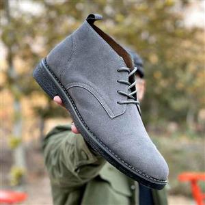 نیم بوت اشبالت مردانه رنگ طوسی مدل چلسی بند دار ( جیر مخمل) کد 44587