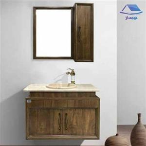 روشویی کابینتی صدف مدل کرون طرح چوب 