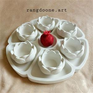 ظرف یلدا و هفتسین سال جدید رزین خورده پودر سنگ همراه شمع انار