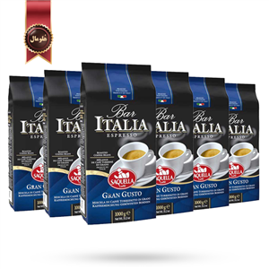 دانه قهوه ایتالیا ساکوئلا مدل Gran Gusto یک کیلویی بسته 6 عددی 