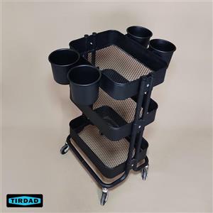 ترولی آرایشگاهی رنگ مشکی استند لوازم آرایشی