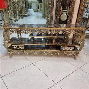 میز تلویزیون برنزی طاووس خور و ام دی اف، طرح گل آفتابگردان