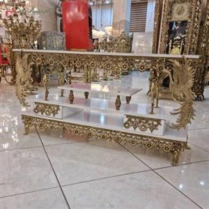 میز تلویزیون جنس برنز و ام دی اف طرح فرشته بالدار و طاووس
