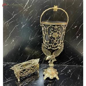 جا دستمال کاغذی و سطل آلومینیومی گل رز با پایه های طرح عقاب