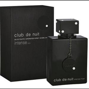 ادکلن مردانه club De nuit eintens نت آغازی لیمو انگور سیاه و سیب میانی گل رز یاسمن توس پایانی وانیل عنبر رایحه تند خنک 