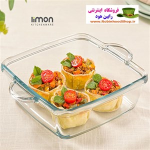 تابه سرو شیشه ای چهارگوش 2 لیتر لیمون