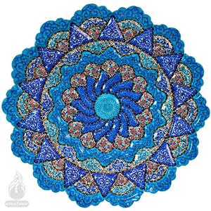 بشقاب میناکاری 30 سانتی متری کاظمی آبی روشن 1 