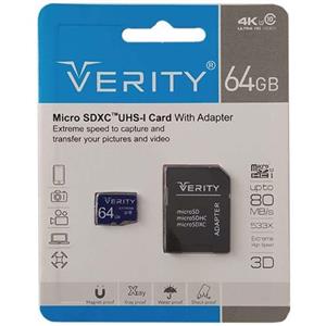کارت حافظه‌ microSDHC وریتی مدل 533X کلاس 10 استاندارد UHS-I U1 سرعت 80MBps ظرفیت 64 گیگاب...