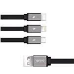 کابل تبدیل USB به لایتنینگ/microUSB/USB-C ایکس او مدل NB18 طول 1 متر