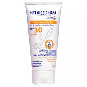 کرم ضد آفتاب رنگی هیدرودرم مدل Normal & Sensitive skins SPF30 وزن 50 گرم - رنگ طبیعی