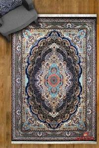 فرش کاشان طرح پدیده سرمه ای