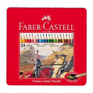 مداد رنگی کلاسیک جعبه فلزی 24 رنگ فابر کاستل