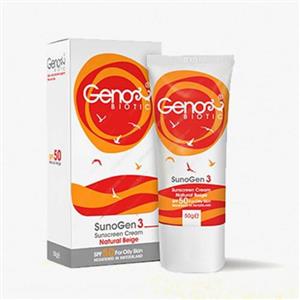 کرم ضد آفتاب SPF50 بژ روشن ژنوبایوتیک مناسب پوست چرب | GenoBiotic 