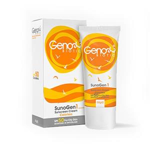 کرم ضد افتاب SPF50 بی رنگ ژنوبایوتیک مناسب پوست چرب GenoBiotic Sunscreen Cream Spf50 For Oily Skin 