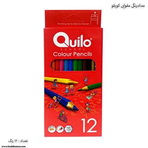 مداد رنگی 12 رنگ جعبه فلزی استوانه ای کویلو (Quilo)