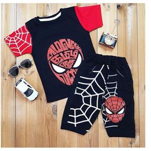 تیشرت و شلوارک پسرانه اسپایدرمن مرد عنکبوتی سایز 40تا60 جنس پنبه عالی رنگ قرمز مشکی