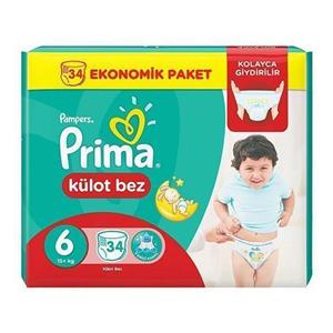 پوشک پریما شورتی سایز 6 بسته 34 عددی Pampers Prima 