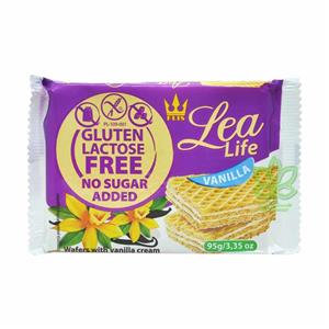 ویفر کرم وانیلی بدون گلوتن , شکر و لاکتوز 95 گرم لی لایف – lea life