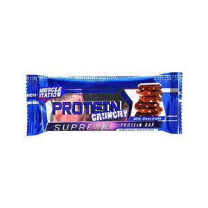 پروتئین بار شکلات شیری و برنجک ۴۰ گرم کرانچی ماسل muscle station 