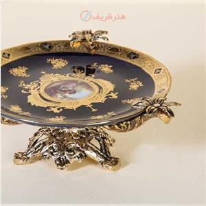 شیرینی خوری برنزی و سرامیکی مینی، رنگ سرمه ای و برنزی 