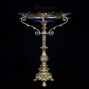 میوه خوری تک پایه ایستاده جنس آلومینیوم و رنگ طلایی 