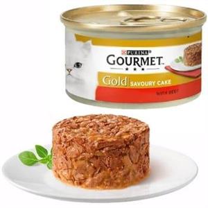 کنسرو گورمت گلد مدل کیک طعم گوشت گاو ۸۵ گرم (Gourmet Gold Savoury Cake sigir etli)