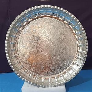 سینی لبه بلند  مسی کنگره دار  داخل نقره ای بیرون مسی  نانو شده سایز4