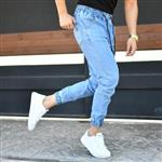 شلوار اسلش جین مردانه آبی روشن جنس پارچه لی پنبه کش سایز بندی 31 الی 36 سایز ایرانی 40الی 48