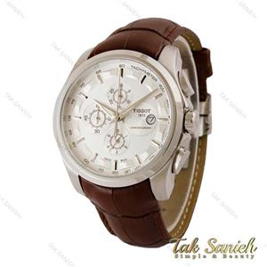 ساعت تیسوت مردانه 1853 سه موتوره بند چرم قهوه ای صفحه سفید Tissot-5049-G
