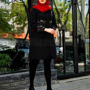 مانتو مشکی گلدوزی شیک و زیبا