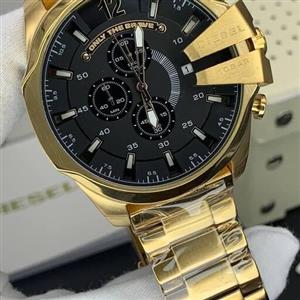 ساعت مچی دیزل شاخدار مردانه صفحه مشکی و قهوه ای diesel