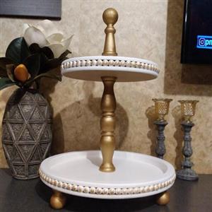 رایزر چوبی دو طبقه مهره دار پتینه شده قطر صفحه پایین سی و شش قطر صفحه بالا بیست و پنج قابل اجرا در رنگ و پتینه دلخواه