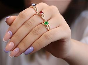 انگشتر زنانه ژوپینگ نگین رنگی طرح طلا