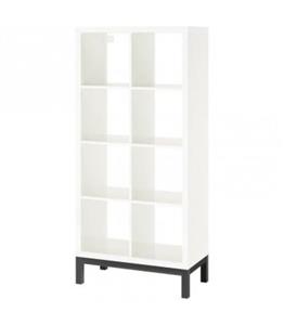 کتابخانه 2 در 4 پایه دار ایکیا مدل KALLAX ابعاد 164×77 سانتیمتر رنگ بدنه سفید براق پایه مشکی