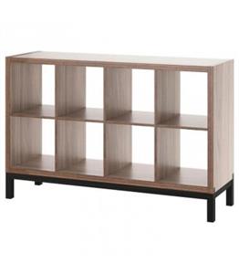 کتابخانه 4 در 2 پایه دار ایکیا مدل KALLAX ابعاد 94×147 سانتیمتر رنگ بدنه گردویی پایه مشکی