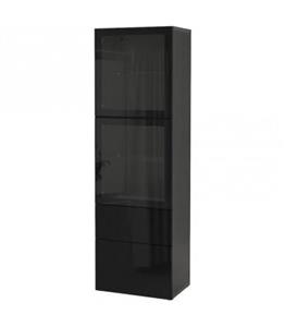 ویترین ایستاده 4 طبقه ایکیا مدل BESTA  با درب شیشه ای Selsviken مکانیزم فشاری ارتفاع 193 سانتیمتر رنگ هایگلاس مشکی/شیشه شفاف