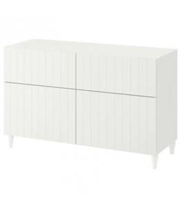 کنسول ایکیا مدل BESTA با درب Sutterviken/Kabbarp عرض 120 سانتیمتر مکانیزم درب فشاری رنگ سفید