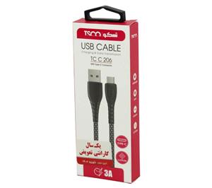 کابل تایپ سی کنفی طول 1 متر تسکو 3A مدل TC C206