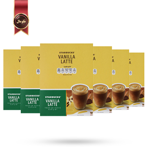 قهوه فوری استارباکس starbucks مدل وانیل لاته vanilla latte پک 10 ساشه ای بسته 6 عددی 