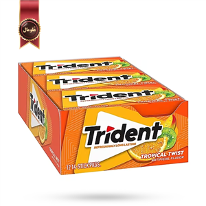 ادامس تریدنت trident مدل میوه های گرمسیری tropical twist بسته 12 عددی 