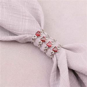 انگشتر استیل با نگین سنگ گارنت سرخ طبیعی طرح قلب