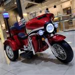 موتور شارژی کودک دوموتور  هارلی سه چرخ پلیسی قرمز متالیک