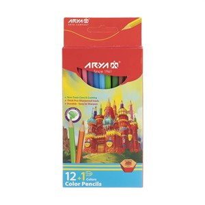 مداد رنگی 12 رنگ آریا مدل 3052 جعبه استوانه ای